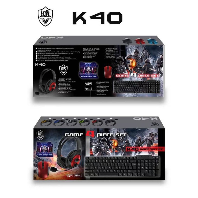 Combo Tipo Gamer Teclado + Mouse + Diadema + Pad Mouse K20-K30-K40 